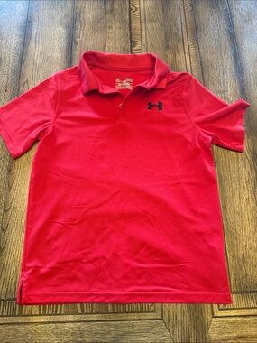 Under Armour Boys Bright Red Polo with Black Logo